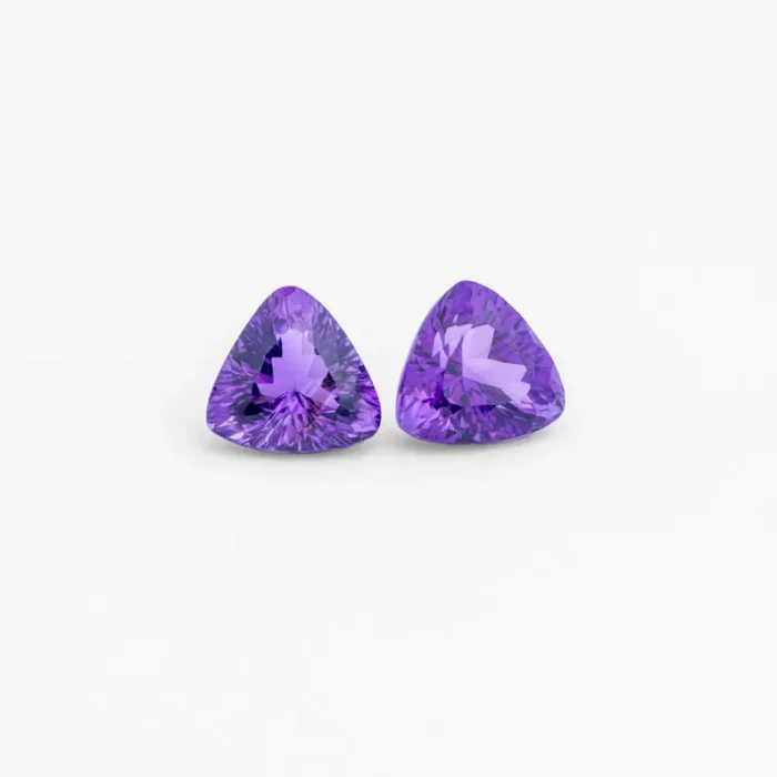 12mm AAA++ Trillion Amethyst Pair: Top-quality, faceted, natural purple amethyst, perfect for high-end jewelry - Image 1