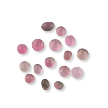 Pink Tourmaline Cabochons – Lot of 11 Pieces / 11 Carats – Avg 5mm – Natural Pink Tourmaline – Loose Gemstones for Jewelry Making