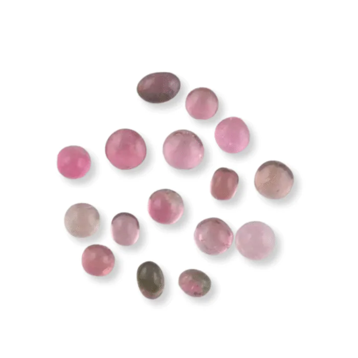 Pink Tourmaline Cabochons – Lot of 11 Pieces / 11 Carats – Avg 5mm – Natural Pink Tourmaline – Loose Gemstones for Jewelry Making - Image 1