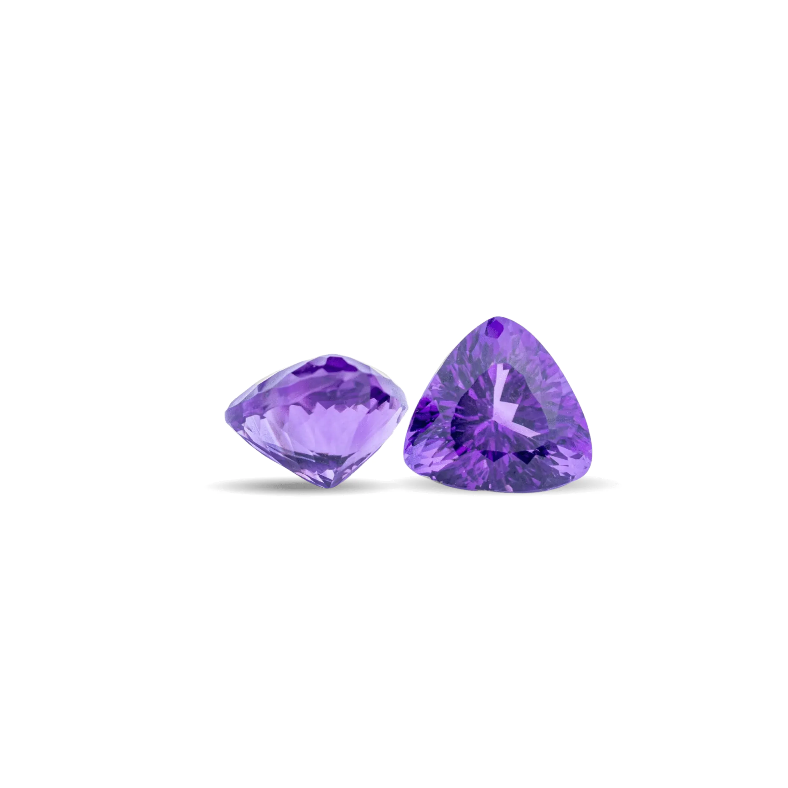 12mm AAA++ Trillion Amethyst Pair: Top-quality, faceted, natural purple amethyst, perfect for high-end jewelry. - Image 2