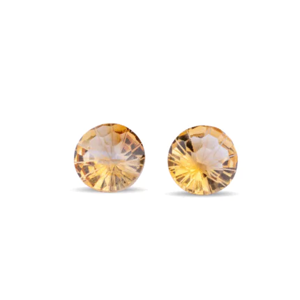 Citrine Gemstone Pair – 5.95ct Fancy Round Cut | 13.7x9.2mm Matched Pair for Earrings or Jewelry Making