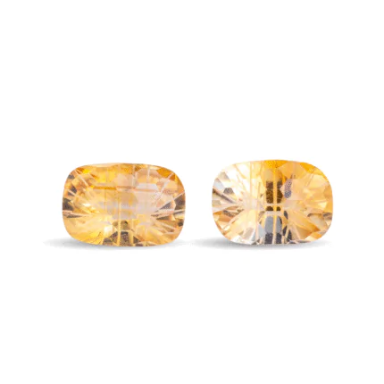 Citrine Cushion Cut Pair – 10.57 Carats Fancy Cut | 12.8x10.2mm & 12x10.2mm Matched Gemstones for Earrings or Jewelry