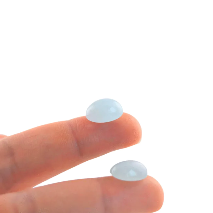 Aquamarine Cabochon almost identical pair 12.64 Cts | 14x10*6 mm and 14*10*6.5 Oval Matching Gemstones | Blue Cab Set for Earrings - Image 1