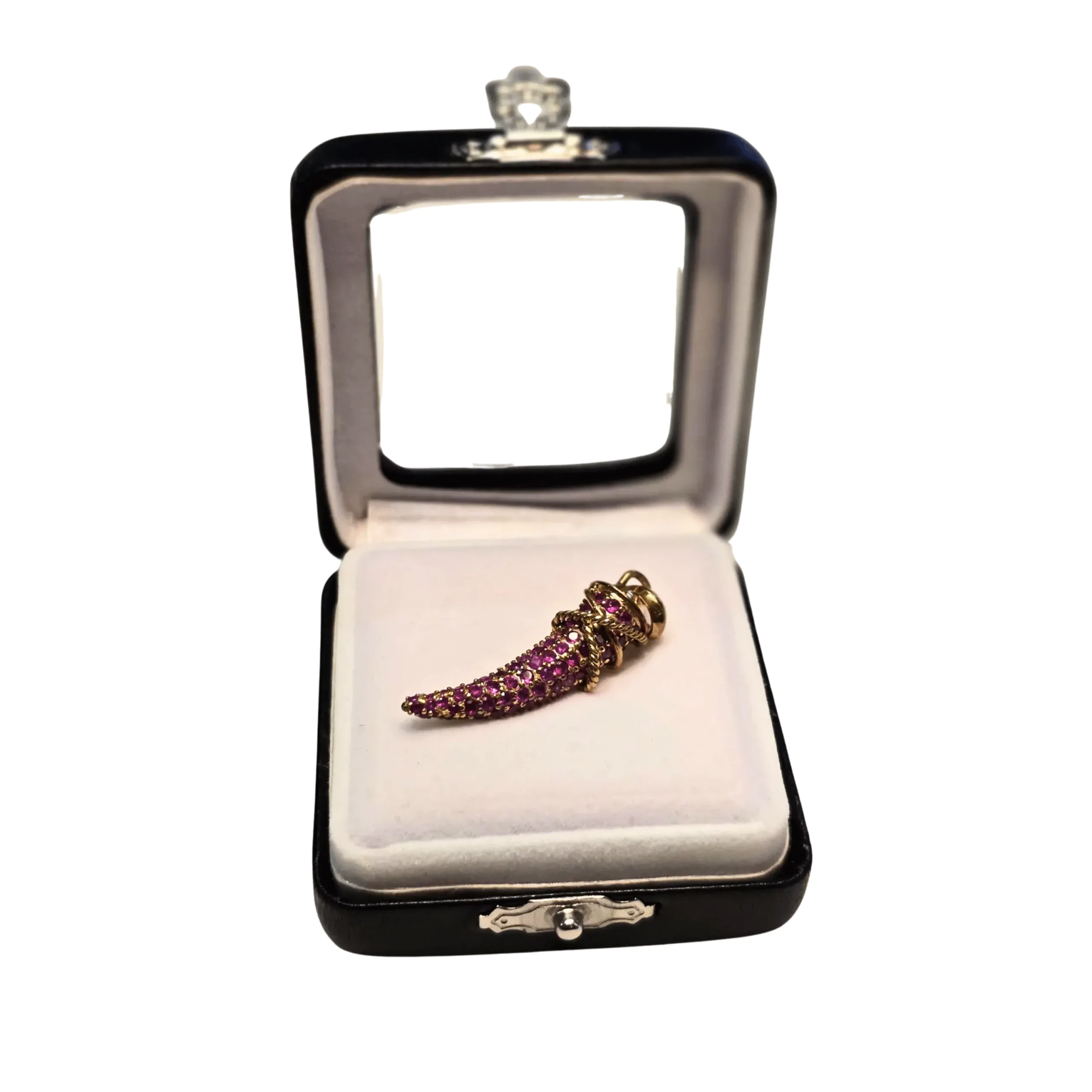 925 Silver Ruby-Studded Dagger Pendant" - Image 1