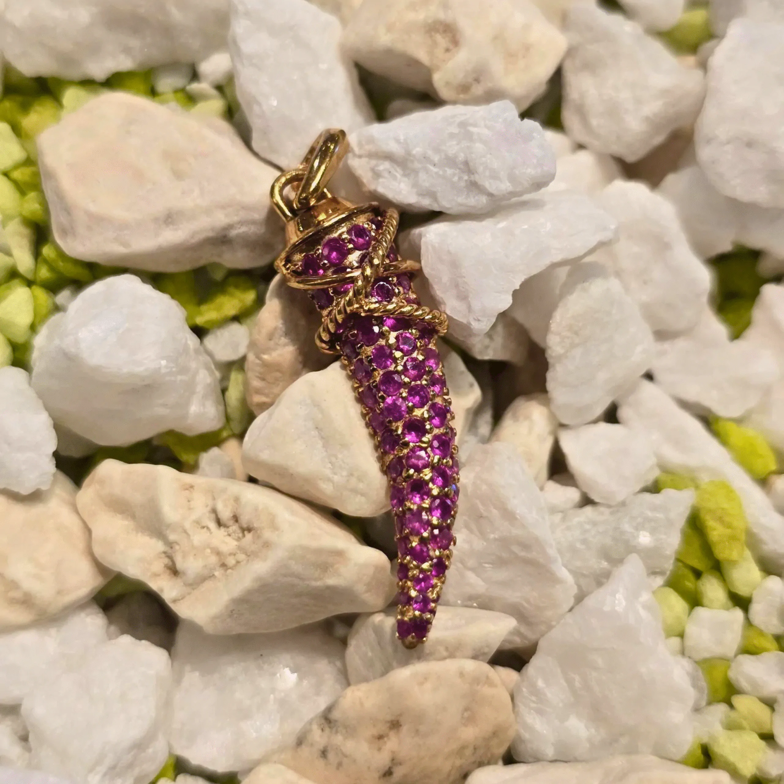 925 Silver Ruby-Studded Dagger Pendant" - Image 2