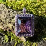 Regal Radiance Amethyst Pendant – Rectangular-Cut Purple Gemstone with Silver Accent