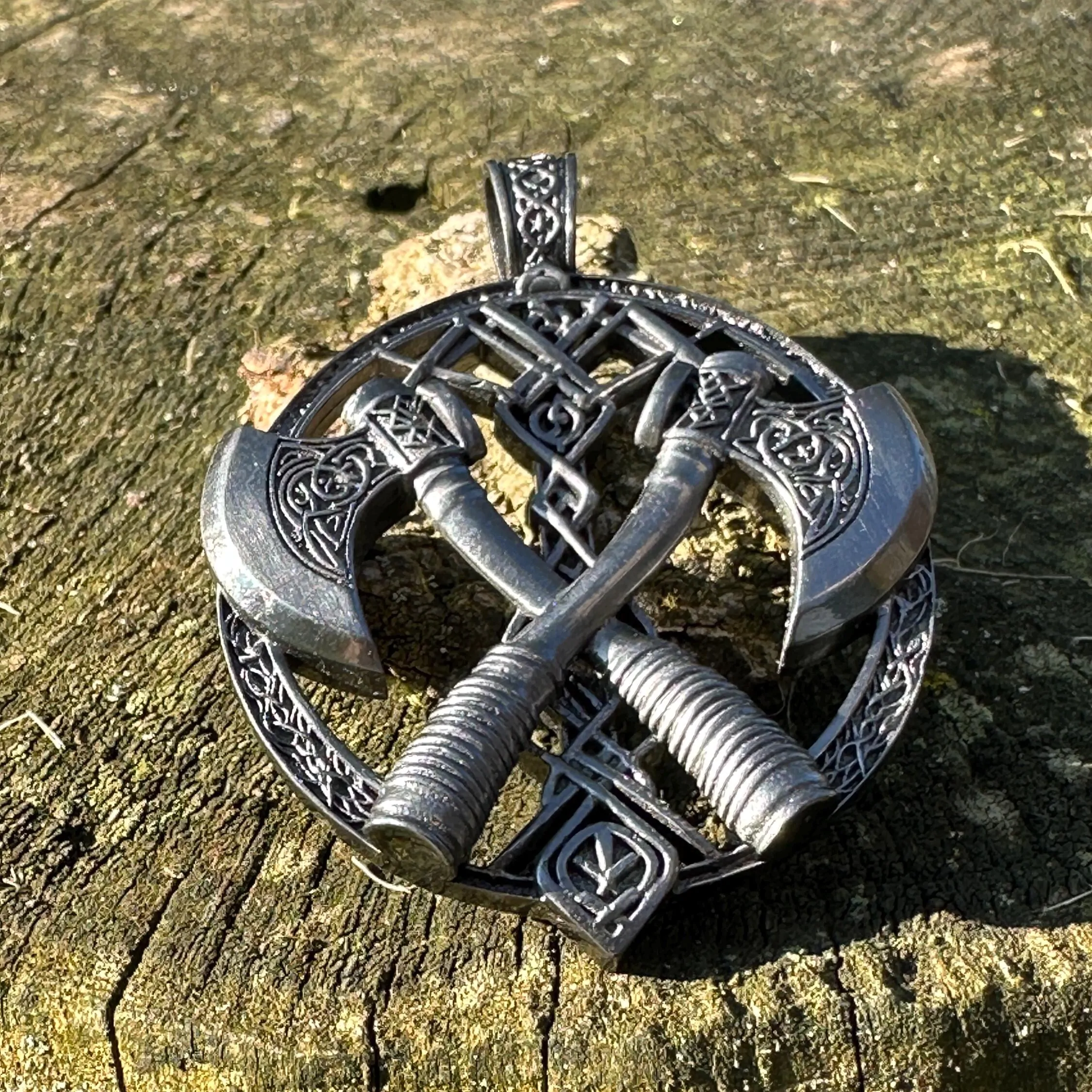 Viking Axe Pendant – Norse Mythology Necklace with Double Axe Design, Antique Silver-Tone Warrior Amulet - Image 1