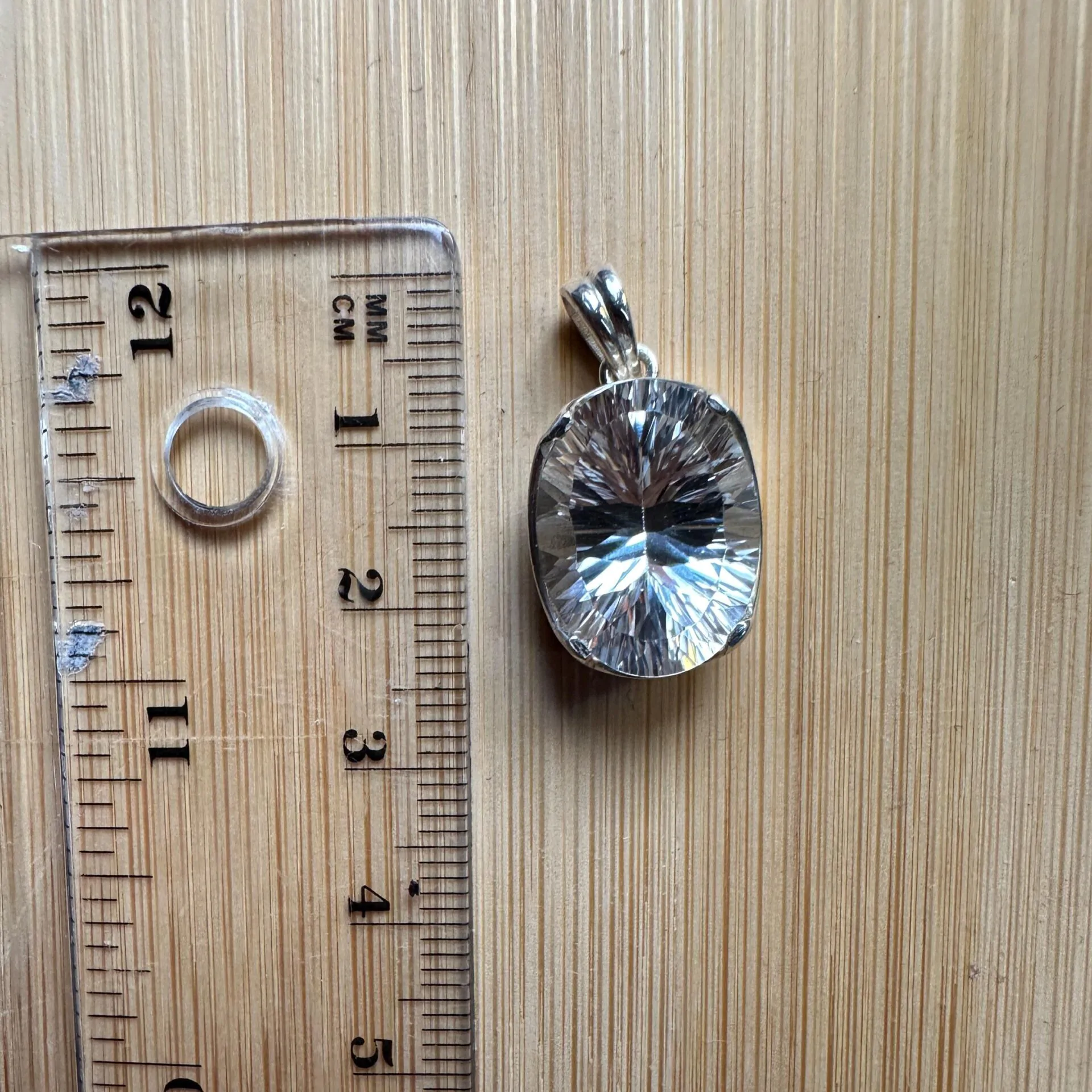 Radiant Clear Quartz Pendant – Faceted Oval Gemstone Necklace in Silver Setting, Elegant Clear Quartz Jewelry for Women - Image 3