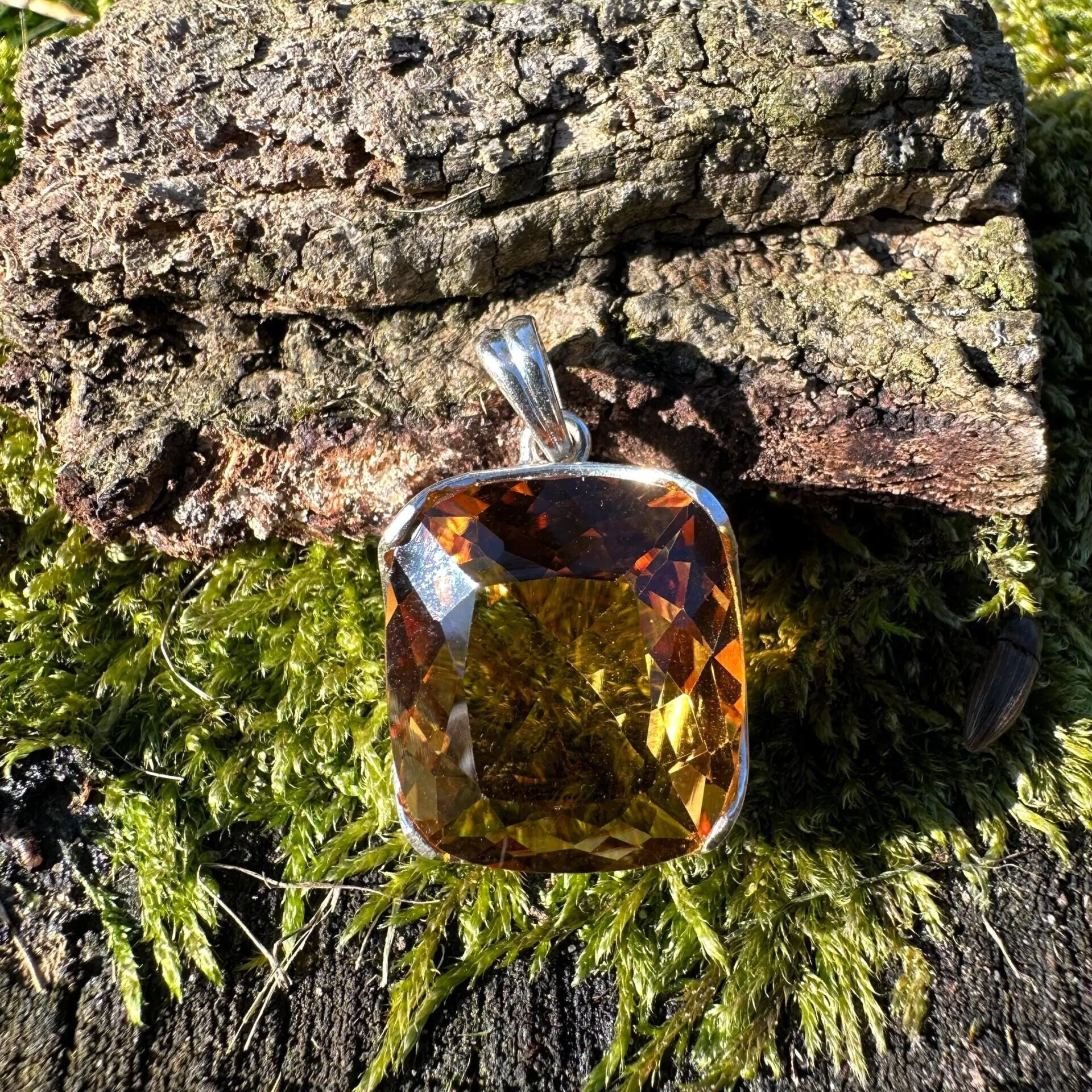 Large Cushion-Cut Citrine Pendant – Stunning Yellow Gemstone Necklace in Silver Setting, November Birthstone Jewelry - Image 2