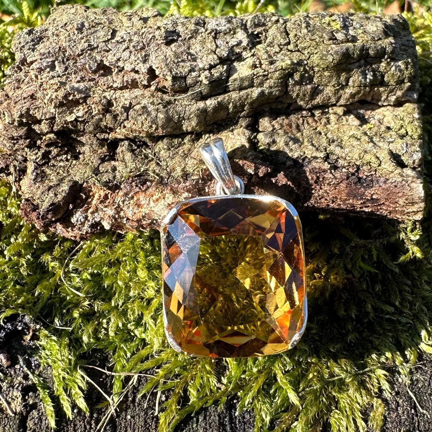 il_fullxfull.6428641263_mv5t.jpg Large Cushion-Cut Citrine Pendant – Stunning Yellow Gemstone Necklace in Silver Setting, November Birthstone Jewelry - Image 1