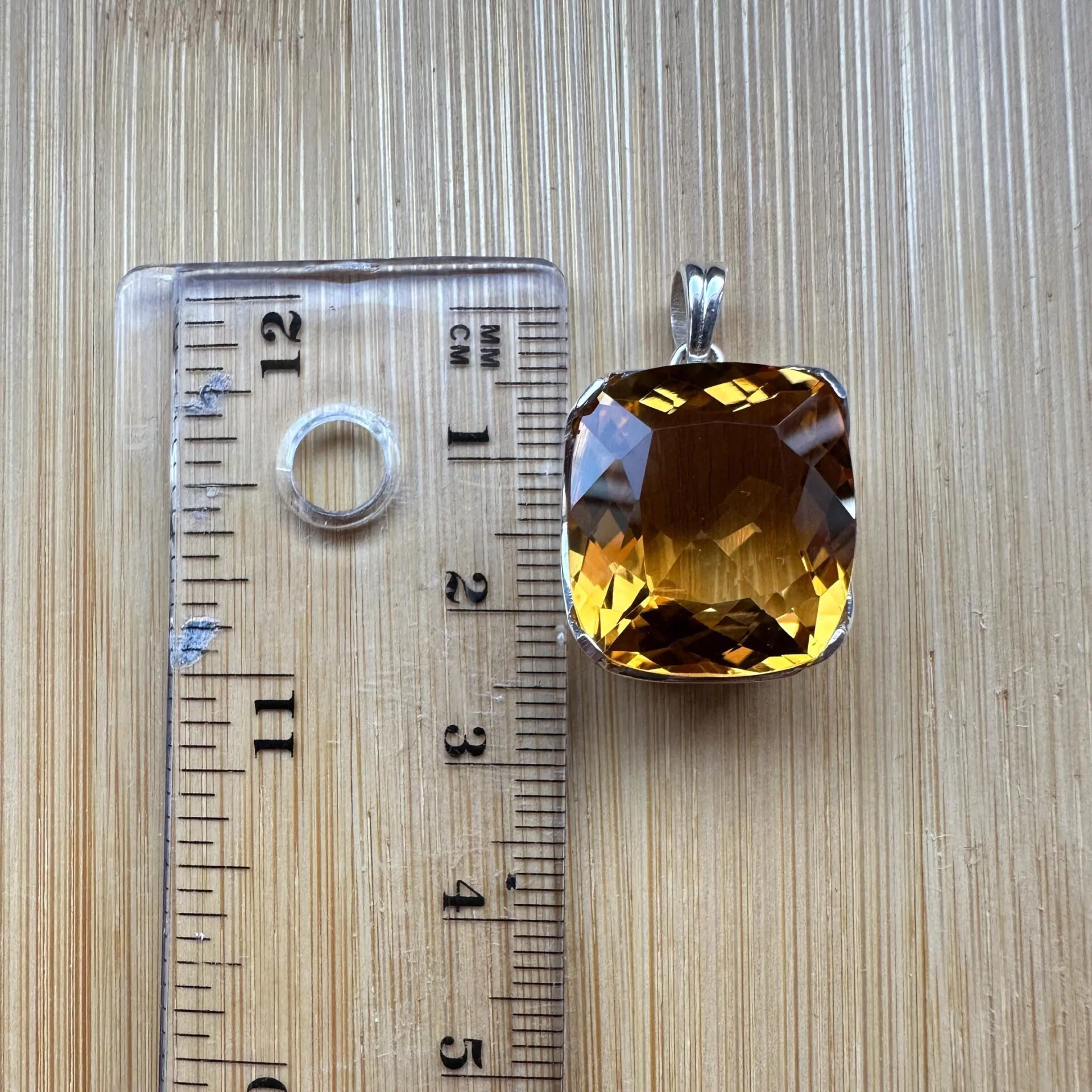 Large Cushion-Cut Citrine Pendant – Stunning Yellow Gemstone Necklace in Silver Setting, November Birthstone Jewelry - Image 3