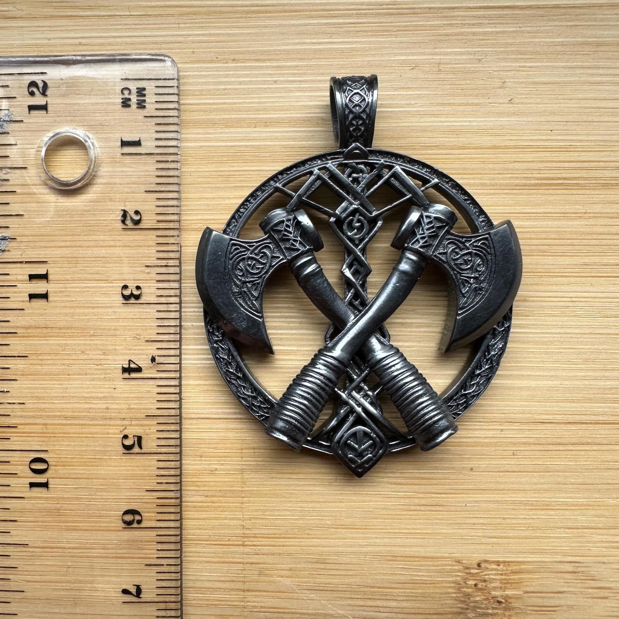 Viking Axe Pendant – Norse Mythology Necklace with Double Axe Design, Antique Silver-Tone Warrior Amulet - Image 3